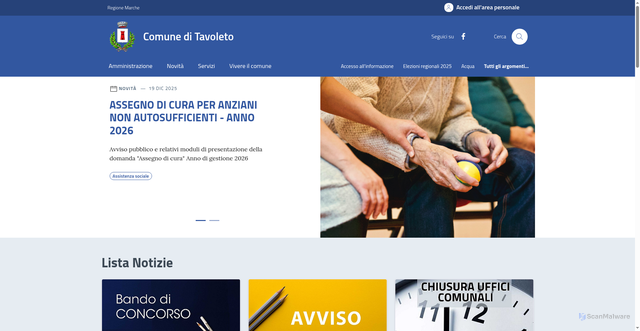 Security scan screenshot of https://comune.tavoleto.pu.it/
