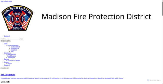 Security scan screenshot of https://www.madison-fire.com/