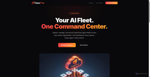 Security scan screenshot of https://clawfire.pages.dev/