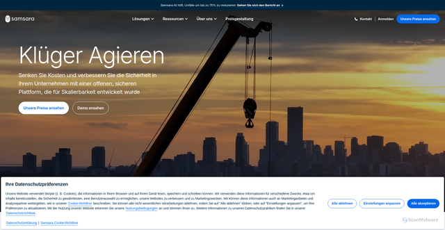 Security scan screenshot of https://links.mail.samsara.com