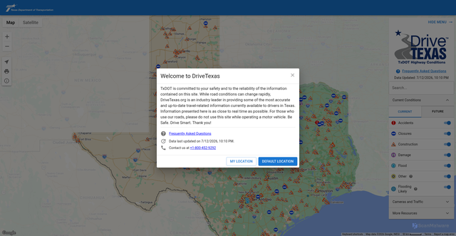Security scan screenshot of https://drivetexas.org