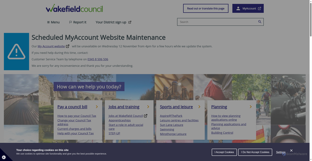 Security scan screenshot of https://www.wakefield.gov.uk/
