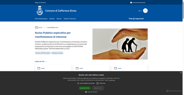 Security scan screenshot of https://www.comune.zafferana-etnea.ct.it/it