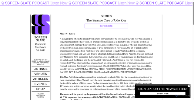 Security scan screenshot of https://www.screenslate.com/series/strange-case-udo-kier