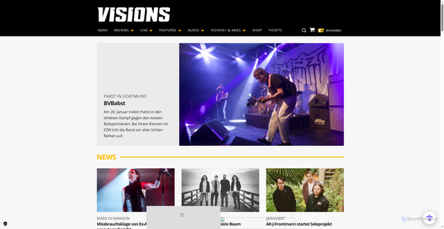 Security scan screenshot of https://visions.de