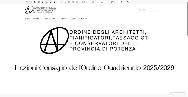 Security scan screenshot of https://www.ordinearchitetti.pz.it/