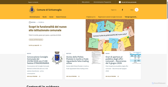 Security scan screenshot of https://www.comune.schivenoglia.mn.it