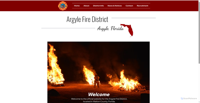 Security scan screenshot of https://www.argylefiredistrictfl.gov/