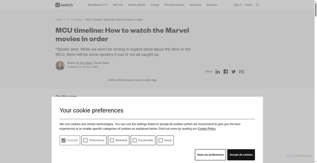 Security scan screenshot of https://www.uswitch.com/tv/guides/marvel-movies-in-order/