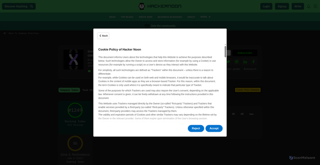 Security scan screenshot of https://hackernoon.com/company/exactsciencescorporation
