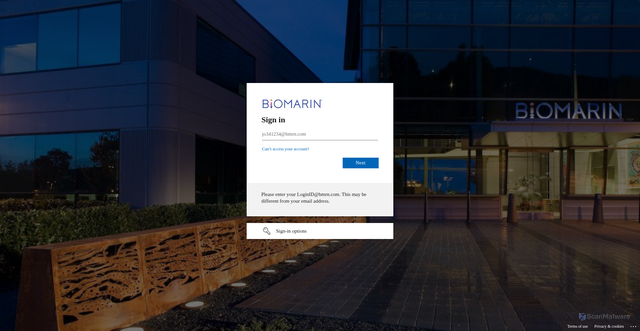 Security scan screenshot of https://bmrn.sharepoint.com