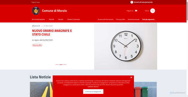 Security scan screenshot of https://comune.morolo.fr.it/