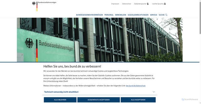Security scan screenshot of http://www.bev.bund.de