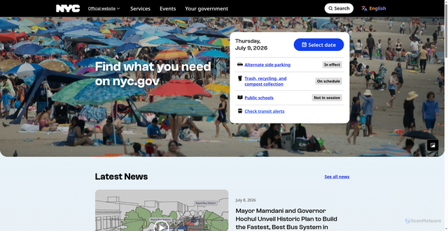 Security scan screenshot of https://www1.nyc.gov