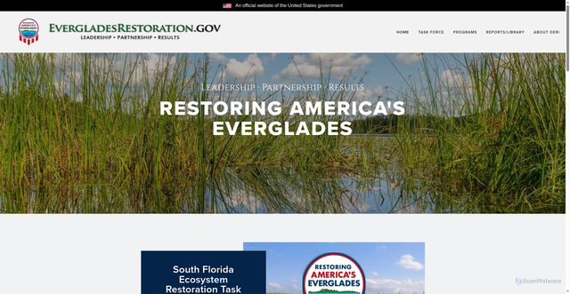 Security scan screenshot of https://www.evergladesrestoration.gov/