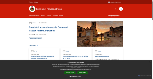 Security scan screenshot of https://www.comune.palazzoadriano.pa.it/it