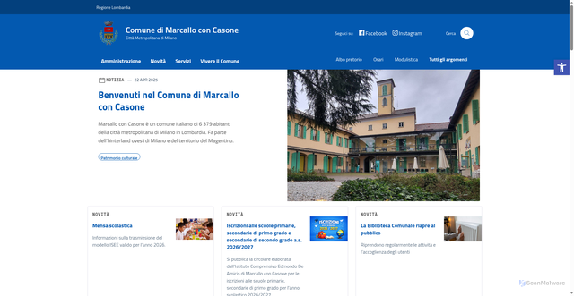 Security scan screenshot of https://comune.marcalloconcasone.mi.it/