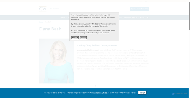 Security scan screenshot of https://alumni.gwu.edu/dana-bash