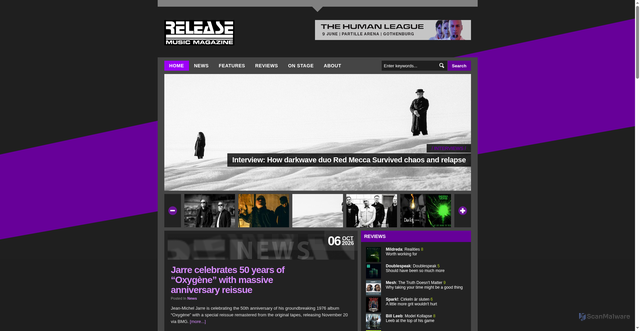 Security scan screenshot of https://releasemagazine.nu