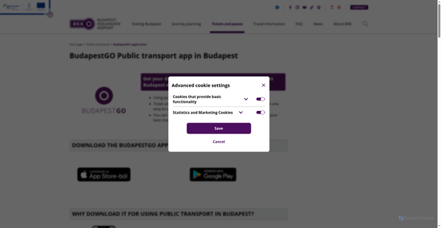 Security scan screenshot of https://bkk.hu/en/tickets-and-passes/budapestgo/