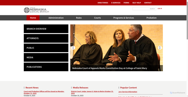 Security scan screenshot of https://nebraskajudicial.gov/