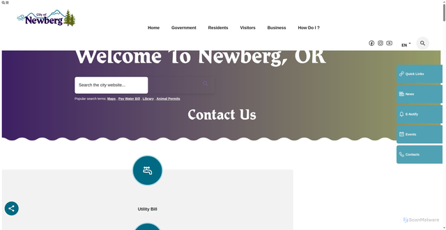 Security scan screenshot of https://newbergoregon.gov/