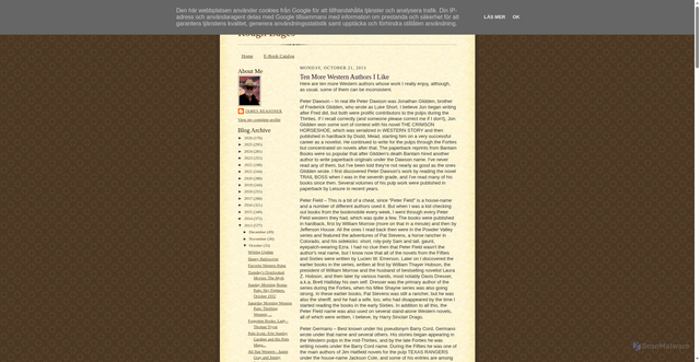 Security scan screenshot of https://jamesreasoner.blogspot.com/2013/10/ten-more-western-authors-i-like.html