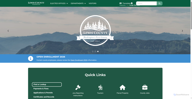 Security scan screenshot of https://lewiscountywa.gov/