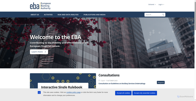 Security scan screenshot of https://www.eba.europa.eu/homepage