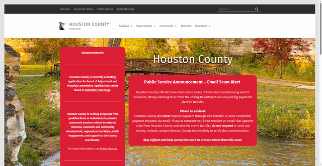 Security scan screenshot of https://www.co.houston.mn.us/