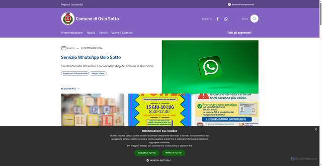 Security scan screenshot of https://www.comune.osiosotto.bg.it