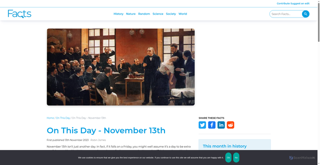 Security scan screenshot of https://facts.uk/on-this-day-november-13th/