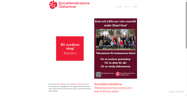 Security scan screenshot of https://socialdemokraternaosthammar.se
