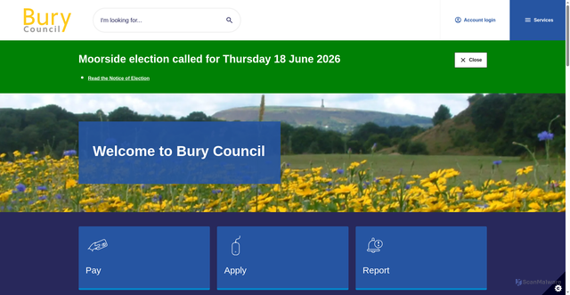 Security scan screenshot of http://www.bury.gov.uk