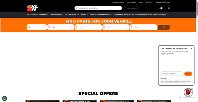 Security scan screenshot of https://www.knfilters.com