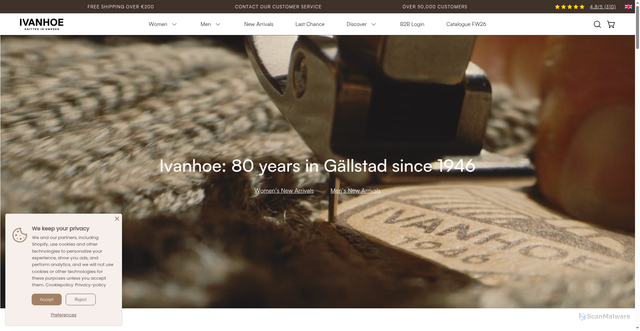 Security scan screenshot of https://ivanhoe.se