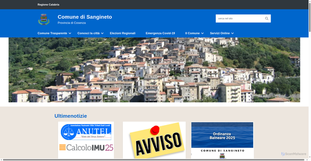 Security scan screenshot of https://www.comune.sangineto.cs.it/