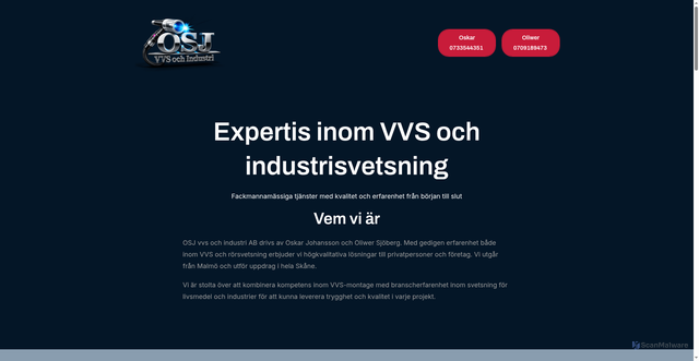 Security scan screenshot of https://osjvvs.se