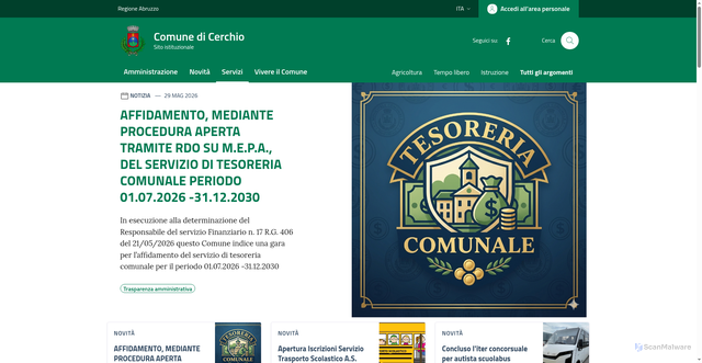 Security scan screenshot of https://www.comunedicerchio.it