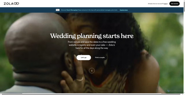 Security scan screenshot of https://zola.com
