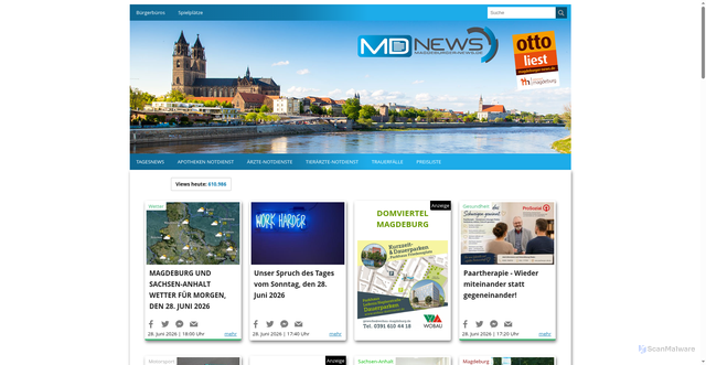 Security scan screenshot of https://www.magdeburger-news.de