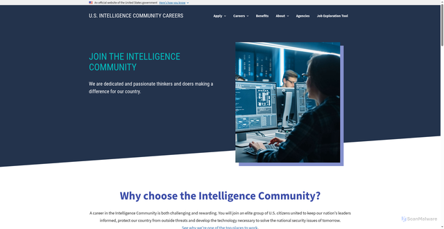 Security scan screenshot of https://www.intelligencecareers.gov/