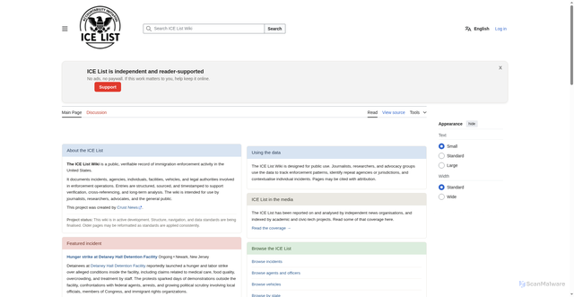Security scan screenshot of https://theicelist.org/index.php/Main_Page