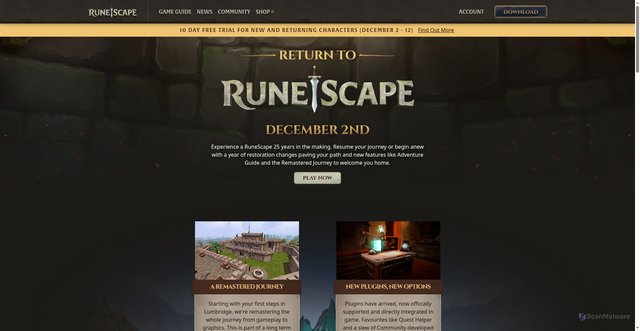 Security scan screenshot of https://rs.runescape.com/return