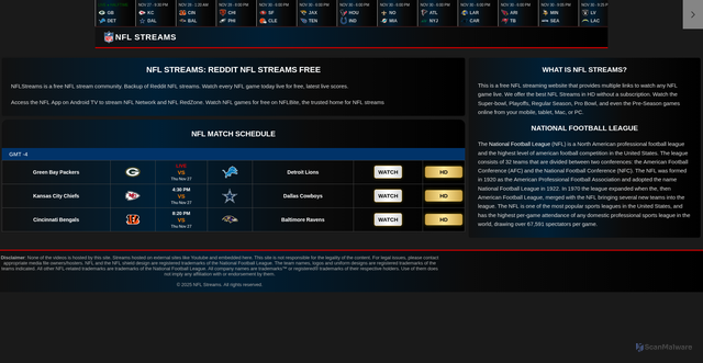 Security scan screenshot of https://nfl-streams.us/