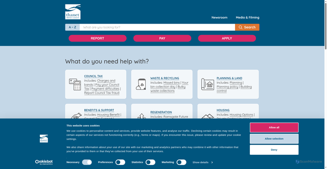 Security scan screenshot of https://www.thanet.gov.uk/
