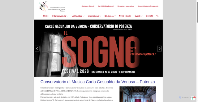Security scan screenshot of https://www.conservatoriopotenza.it