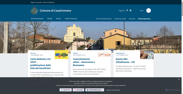 Security scan screenshot of https://www.comune.casalromano.mn.it/it-it/home
