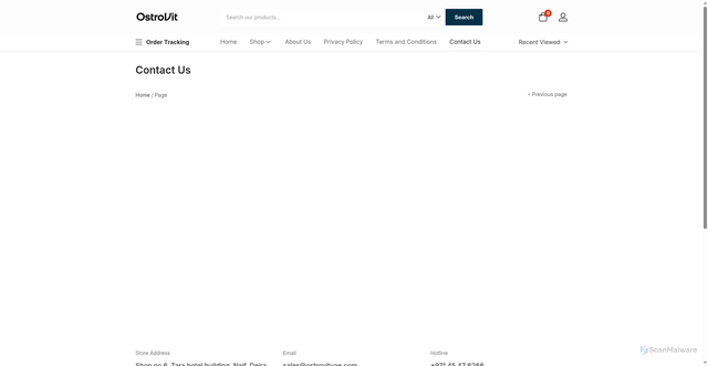 Security scan screenshot of https://ostrovituae.com/contact-us/