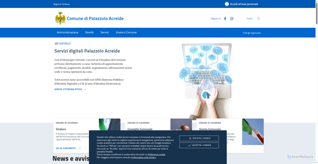 Security scan screenshot of https://www.comune.palazzoloacreide.sr.it/